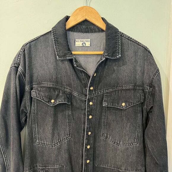 NWT FREE PEOPLE WE THE FREE Townes Coveralls Jumpsuit Size Small Denim Jean - Picture 5 of 8